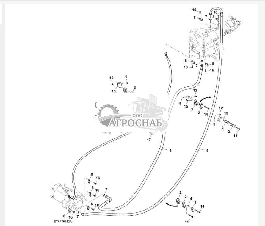 Hydrostatic Drive Hoses, Push Button Shift Transmission, 2WD, HillMaster™ 